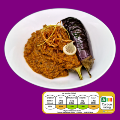 Aubergine and soy mince curry